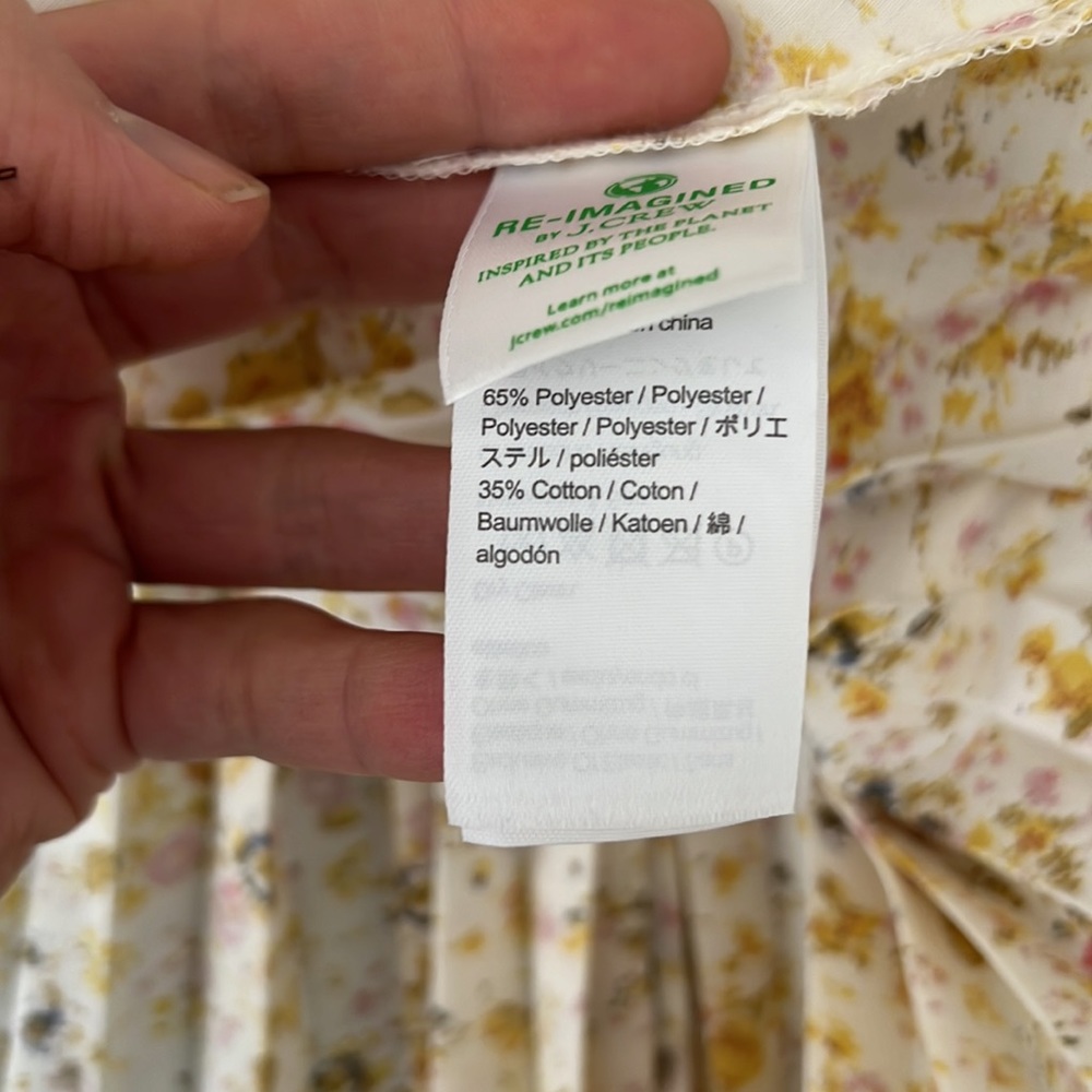 J. Crew yellow white ditzy floral pleated a line midi sun dress pockets 00 EUC - Picture 13 of 14